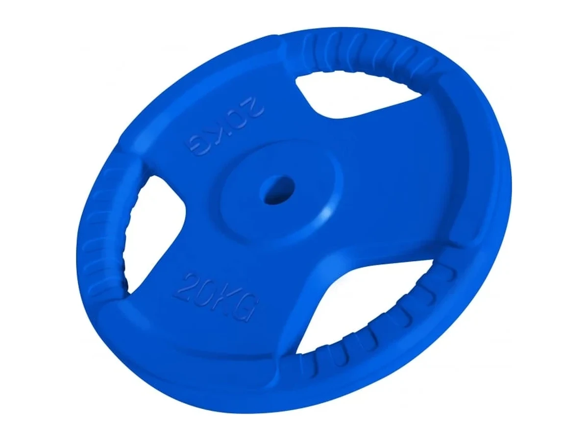 Gorilla Sports Trigrip Color blå viktskiva 20 kg med 31 mm hål