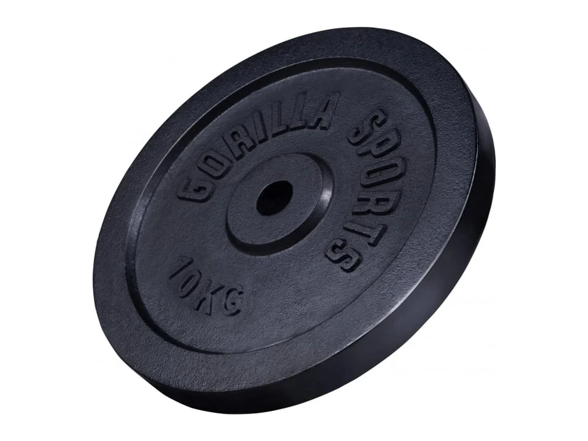 Svart gjutjärnsskiva på 10 kg med 31 mm hål och greppkant